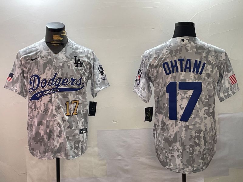 Men Los Angeles Dodgers #17 Ohtani Camo Joint Name 2024 Nike MLB Jersey style 4